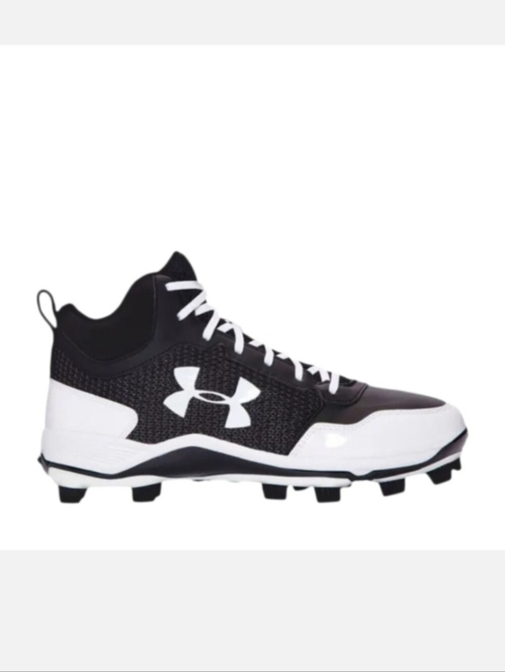 Under Armour UA Mid TPU Black & White Baseball Cleats New With Tags